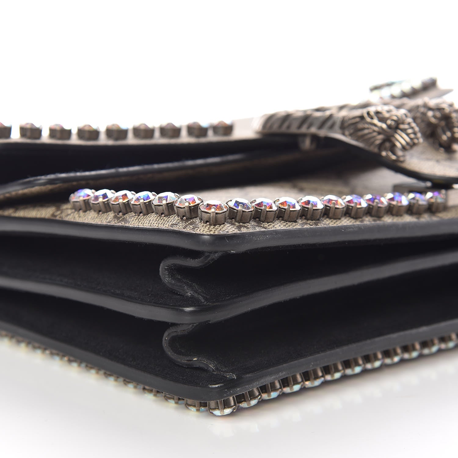 Gucci GG Supreme Monogram Crystal Small Dionysus Shoulder Bag Black 10 of 11