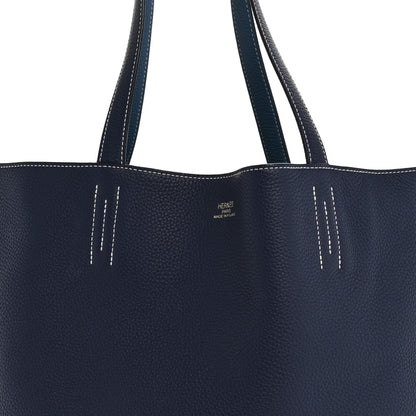 Hermes Taurillon Clemence Double Sens 45 Reversible Tote Bleu Izmir Bleu Saphir 13 of 21
