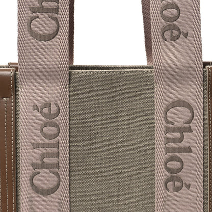 Chloe Linen Calfskin Medium Woody Ribbon Tote Blushy Beige 8 of 10