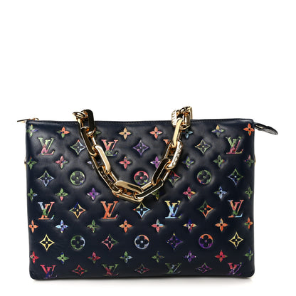 Louis Vuitton Lambskin Embossed Monogram LV Garden Coussin MM Navy Blue 1 of 11