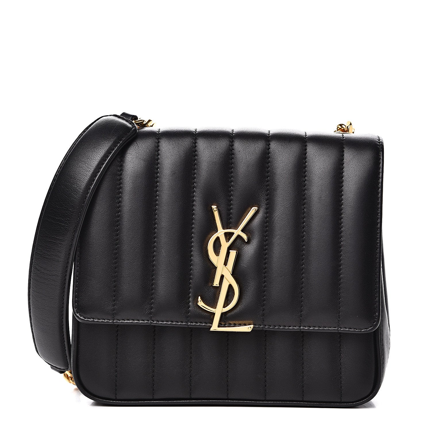Saint Laurent Lambskin Matelasse Monogram Medium Vicky Chain Bag Black 1 of 14