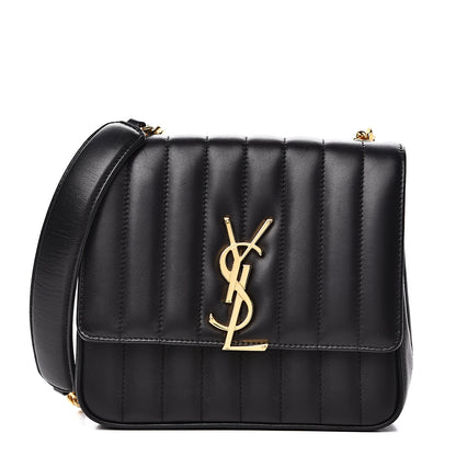 Saint Laurent Lambskin Matelasse Monogram Medium Vicky Chain Bag Black 1 of 14