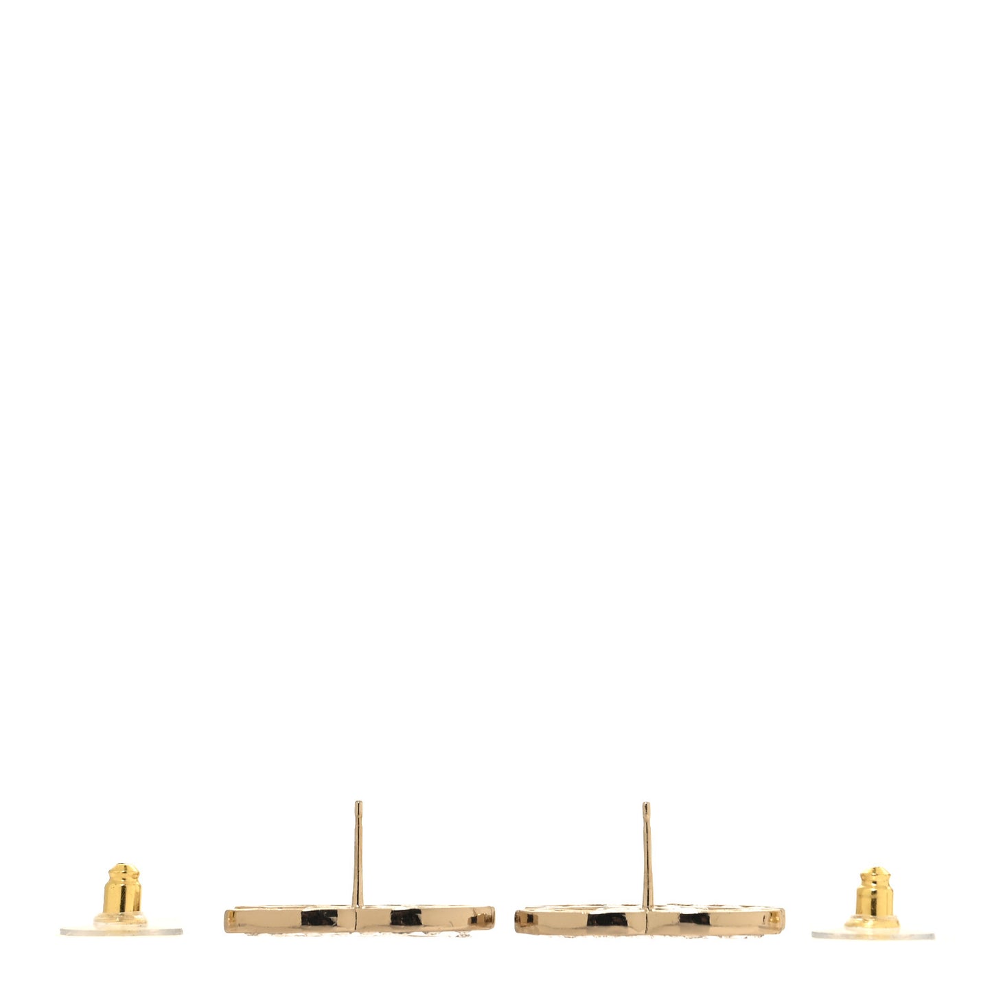 Large Strass Crystal CC Earrings Gold