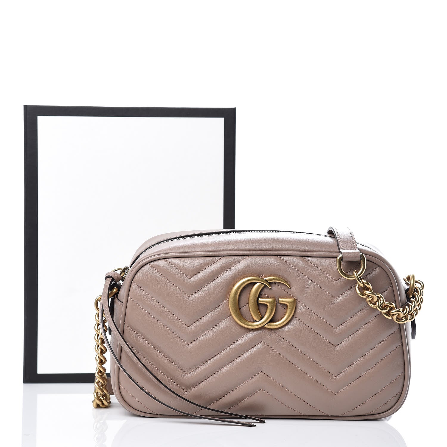 Gucci Calfskin Matelasse Small GG Marmont Chain Shoulder Bag Porcelain Rose 10 of 10