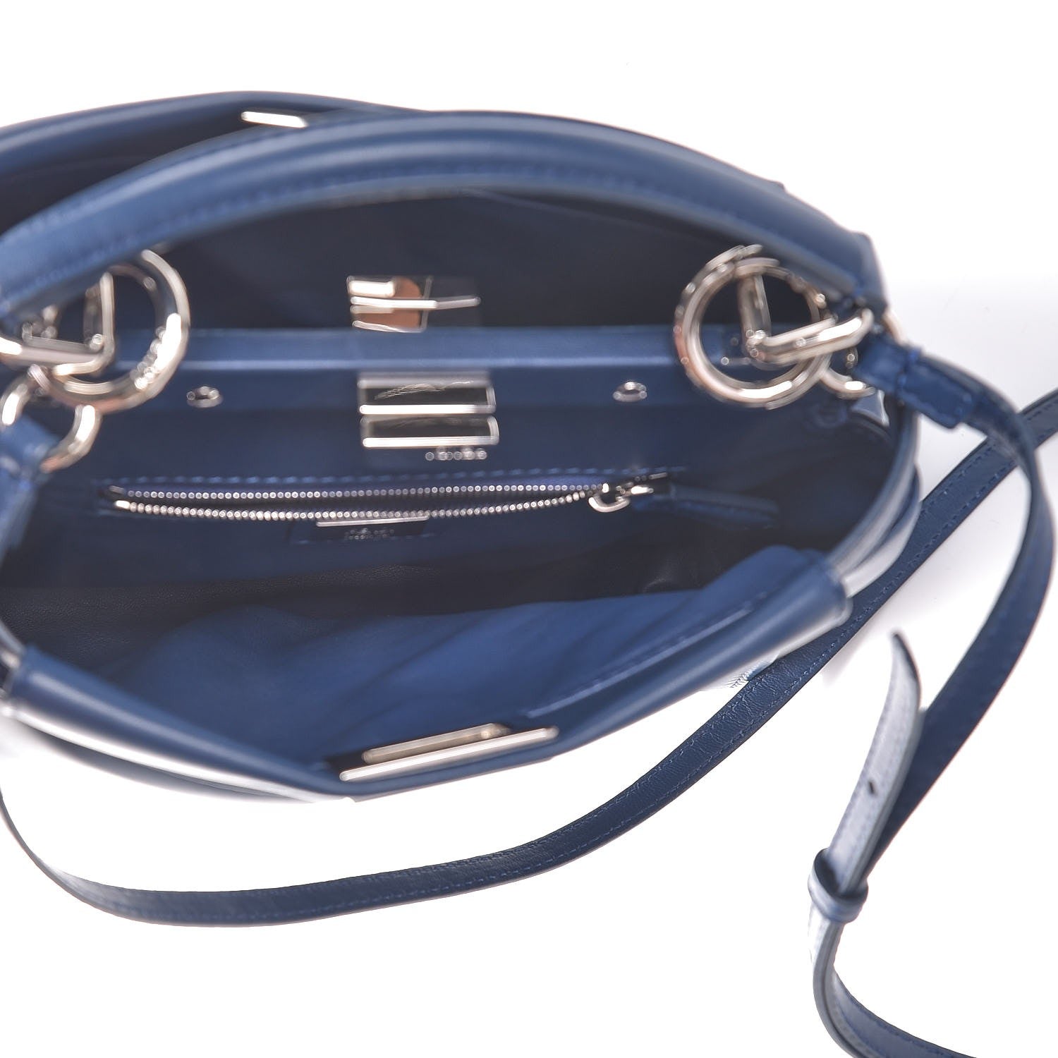Fendi Nappa Mini Peekaboo Iconic Satchel True Blue 6 of 9
