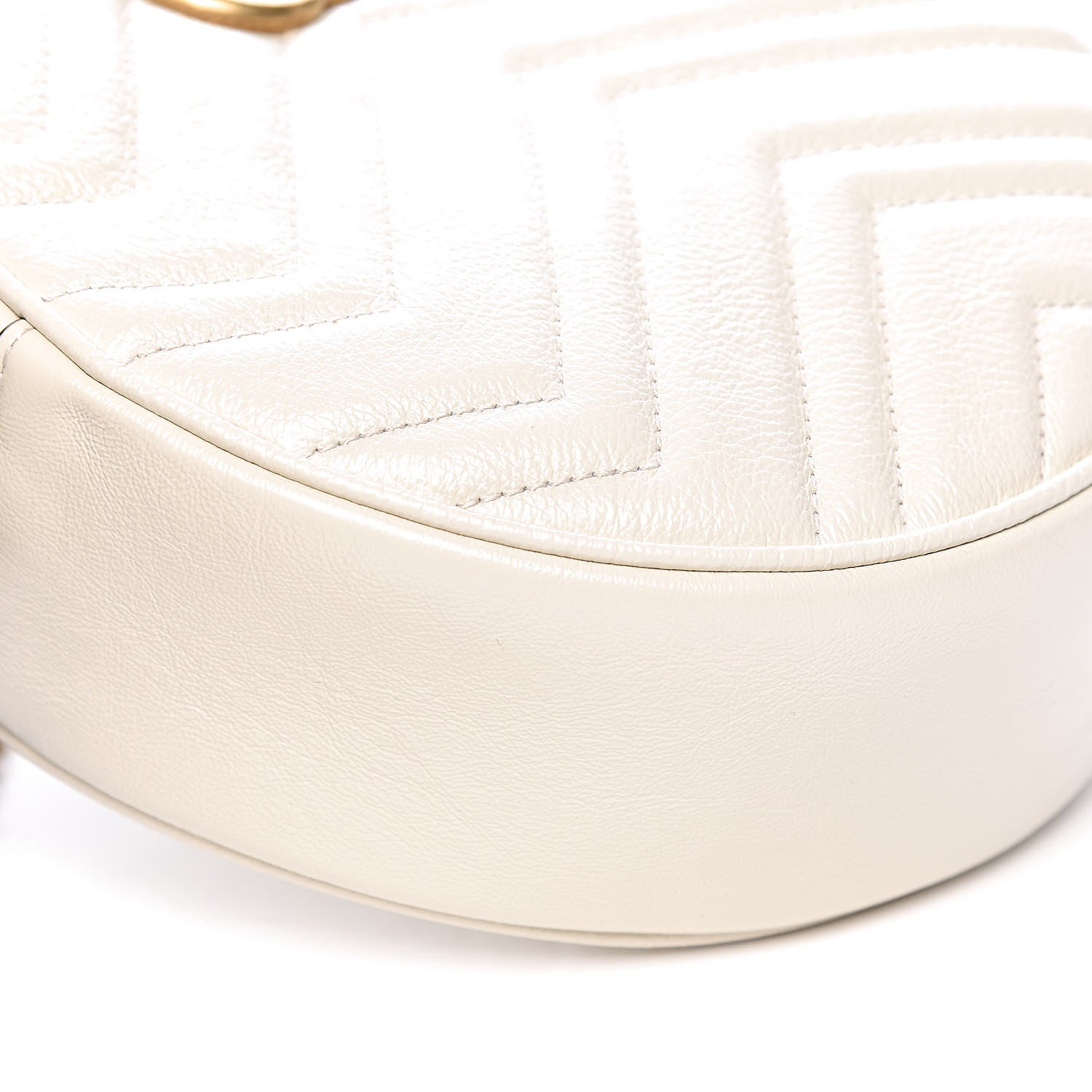 Gucci Calfskin Matelasse Mini GG Marmont Round Shoulder Bag White 9 of 11