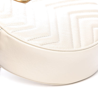 Gucci Calfskin Matelasse Mini GG Marmont Round Shoulder Bag White 9 of 11