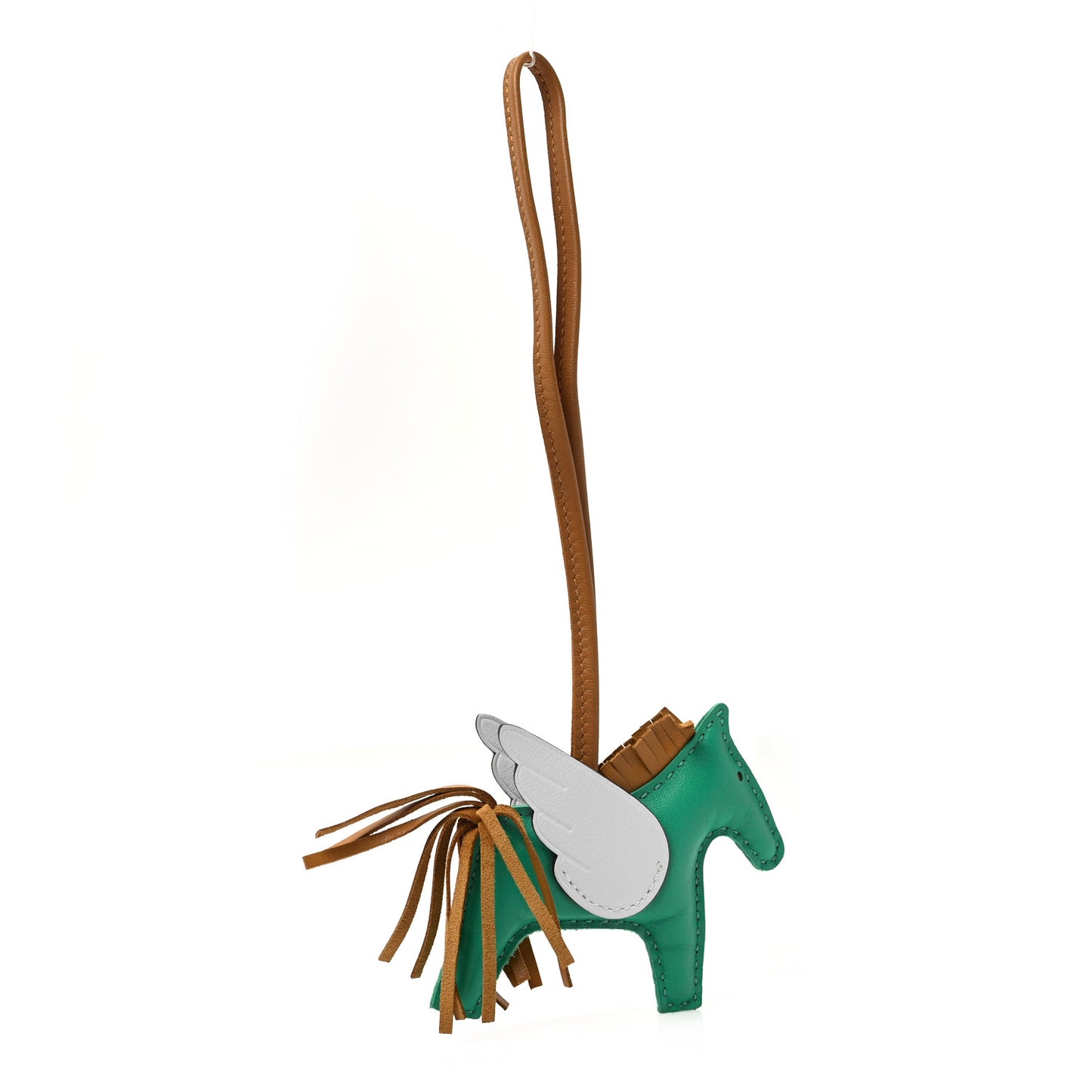 Milo Lambskin Grigri Rodeo Pegase Horse Bag Charm PM Menthe Sesame Bleu Brume