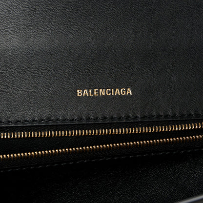 Balenciaga Shiny Box Calfskin Hourglass Stretch Top Handle Bag Black 6 of 12