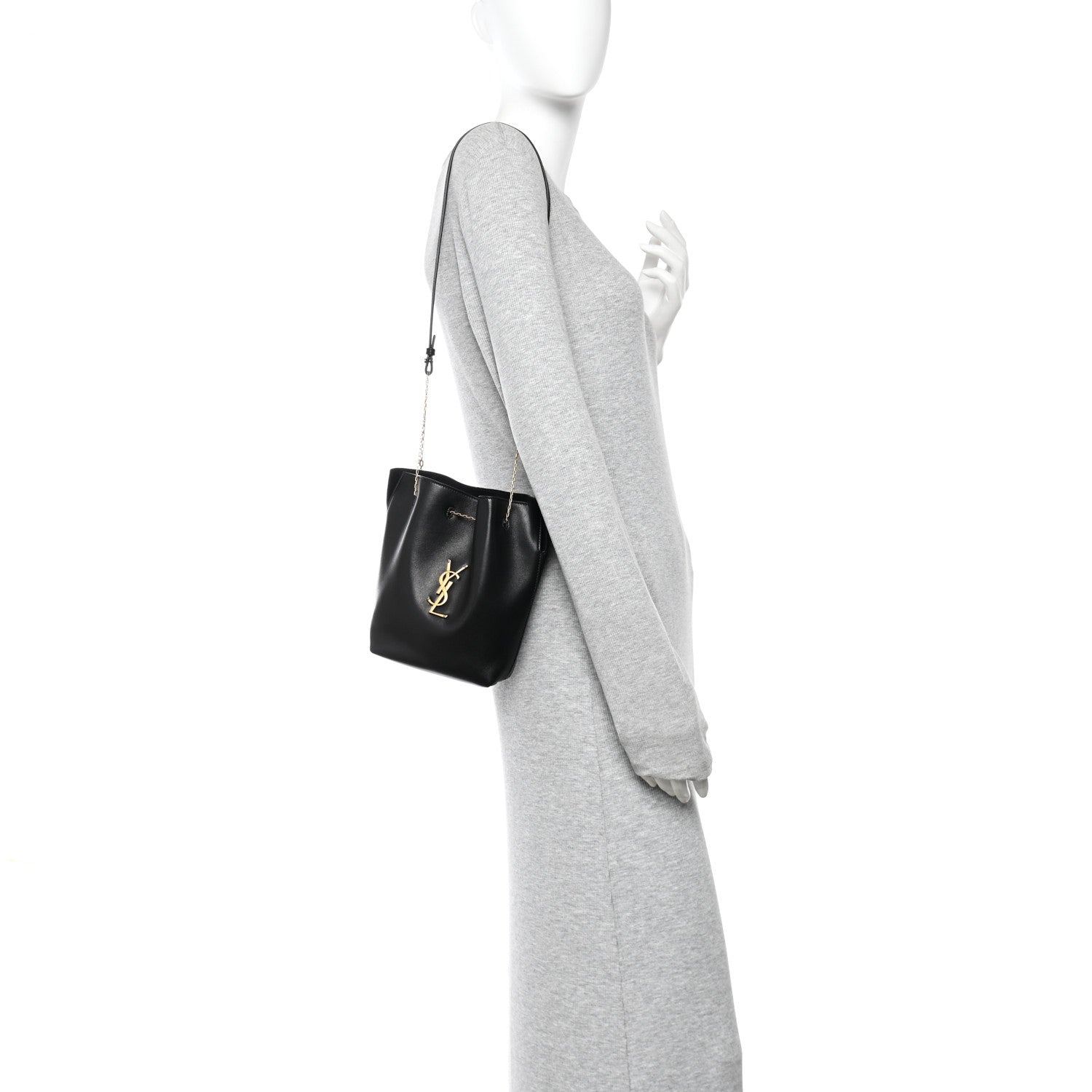 Saint Laurent Lambskin Pochon Shoulder Bag Black 2 of 10