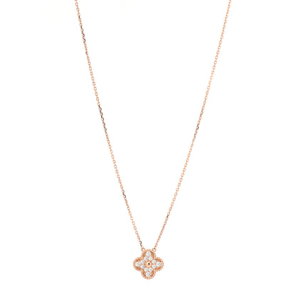 Van Cleef & Arpels 18K Rose Gold Diamond Vintage Alhambra Pendant Necklace 1 of 7