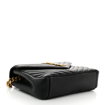 Saint Laurent Sheepskin Matelasse Chevron Monogram Medium College Bag Black 4 of 11