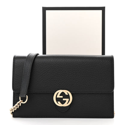 Gucci Dollar Calfskin Interlocking G Chain Wallet Black 12 of 12