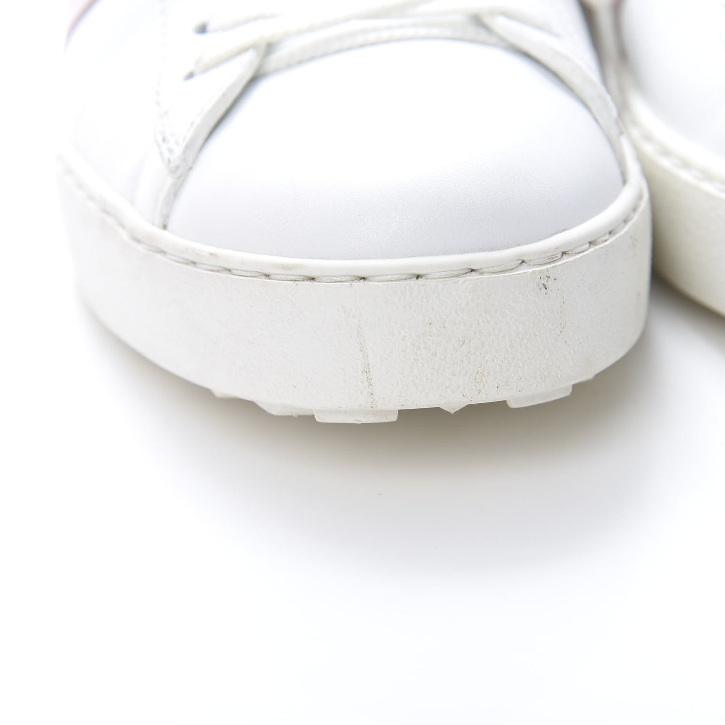 Calfskin Rockstud Open Sneakers 40 White Water Rose