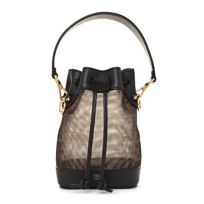 Fendi Mesh Vitello Grace F is Fendi FF 1974 Mini Mon Tresor Bucket Bag Marrone Black Ebano 1 of 10