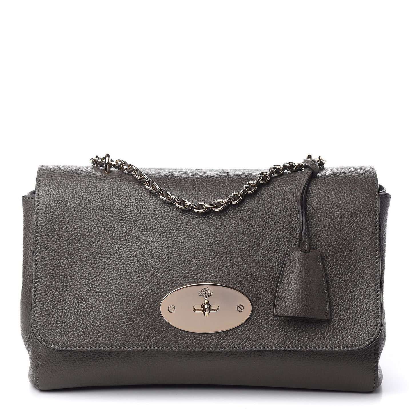 Small Classic Grain Calfskin Medium Lily Flap Grey
