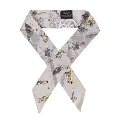 Hermes Silk Ex-Libris Les Parisie Twilly Gris Perle Jaune Soufre 1 of 4