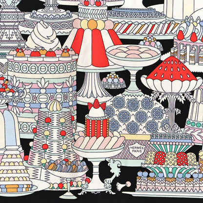 Hermes Silk La Patisserie Francaise Scarf 90 Black Menthol Multicolor 2 of 5