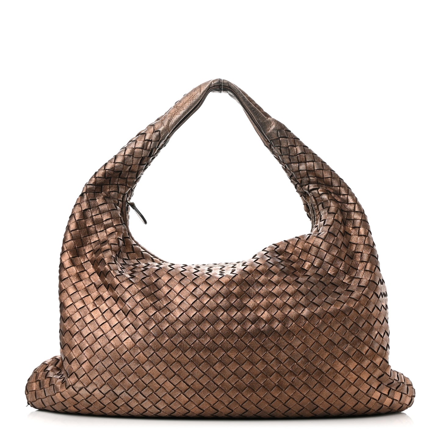 Metallic Nappa Intrecciato Large Veneta Hobo Copper
