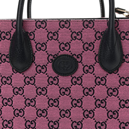 Gucci Monogram Multicolor Textured Dollar Calfskin Small Retro Interlocking G Tote Bag Pink Blue 8 of 10