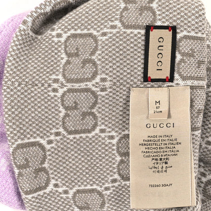 Gucci Wool GG Monogram Fog Tricot Beanie Hat M Purple 4 of 4