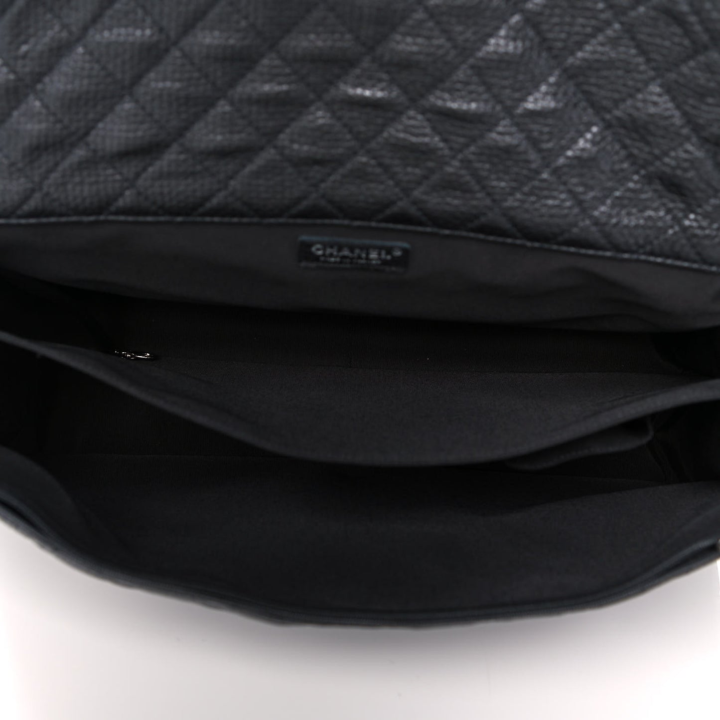 Calfskin Quilted XXL Travel Flap Bag Black
