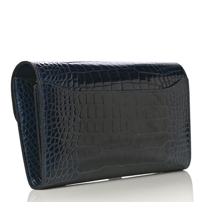 Hermes Shiny Alligator Constance Long Wallet Bleu Marine 3 of 14