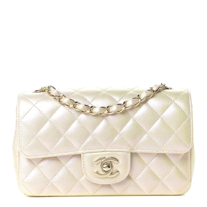 Chanel Iridescent Lambskin Quilted Mini Rectangular Flap Ivory 1 of 9
