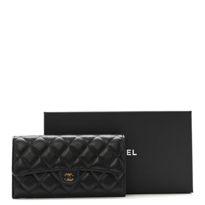 Chanel Caviar Quilted Large Gusset Flap Wallet Black 13 of 13