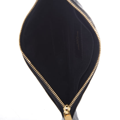 Saint Laurent Grain De Poudre Chevron Monogram Bill Pouch Black 5 of 8