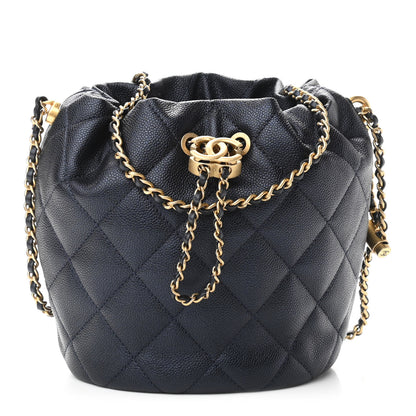 Chanel Iridescent Caviar Quilted My Perfect CC Bucket Drawstring Bag Blue 1 of 11