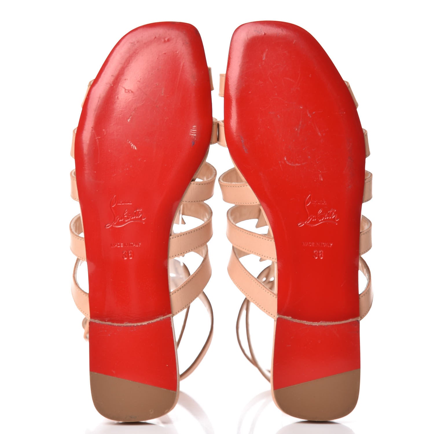 Christian Louboutin Calf Vegetale Neronna Flat Sandals 38 Natural 7 of 11
