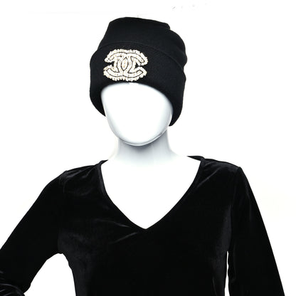 Chanel Cashmere Tweed CC Beanie Hat Black Multicolor 2 of 5