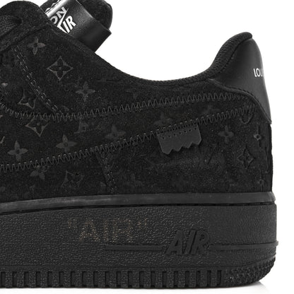 Louis Vuitton X NIKE AIR FORCE 1 Suede Calfskin Monogram Mens Low Top Sneakers 8 Black 10 of 12