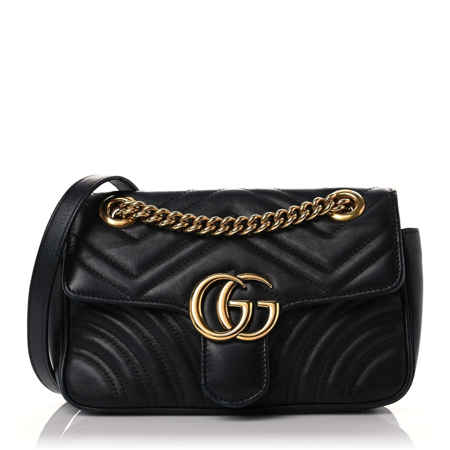 Calfskin Matelasse Mini GG Marmont Shoulder Bag Black