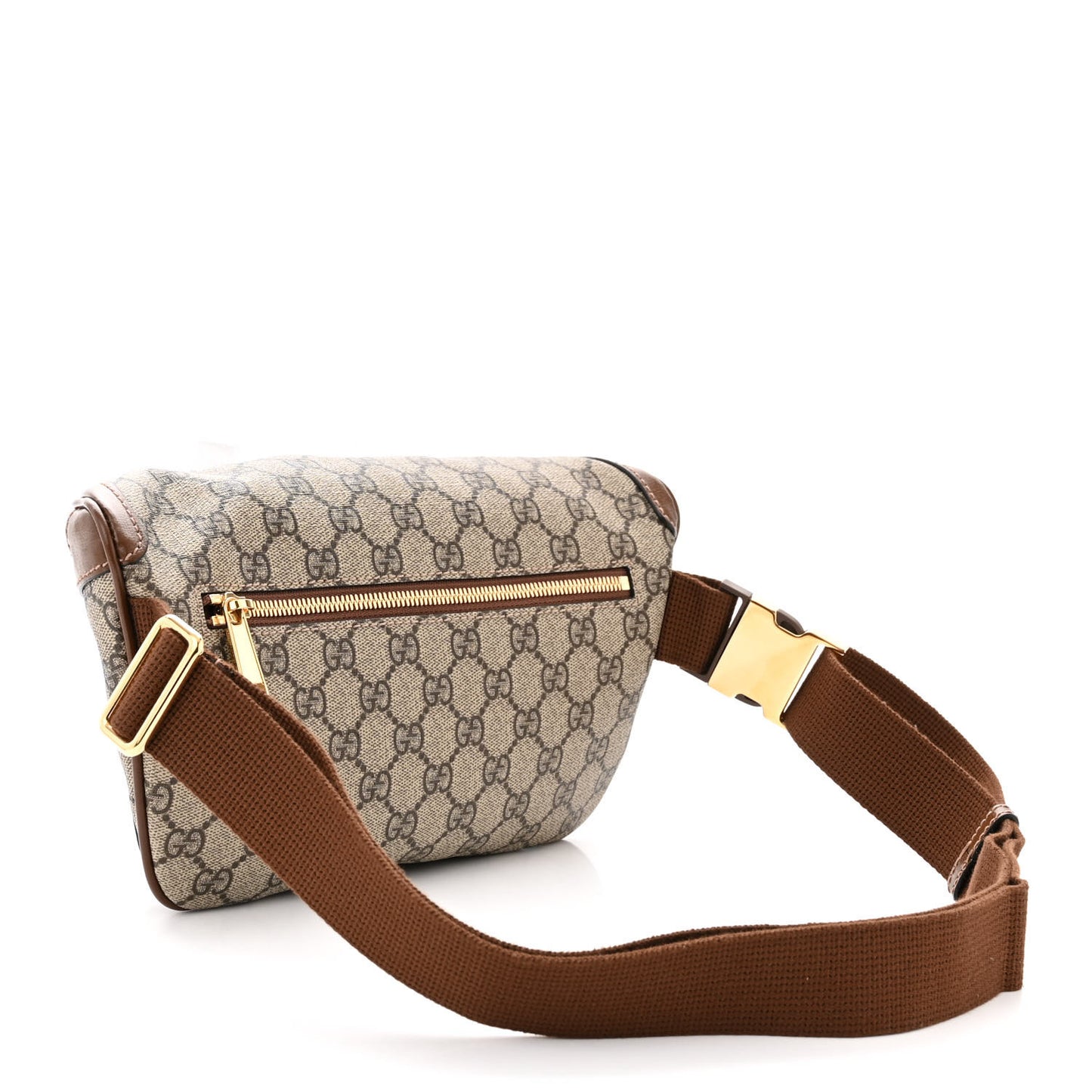 GG Supreme Monogram Textured Calfskin Retro Interlocking G Belt Bag Beige Ebony Brown Sugar