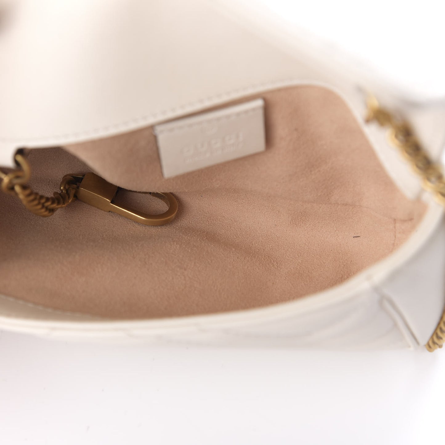 Calfskin Matelasse Super Mini GG Marmont Shoulder Bag White