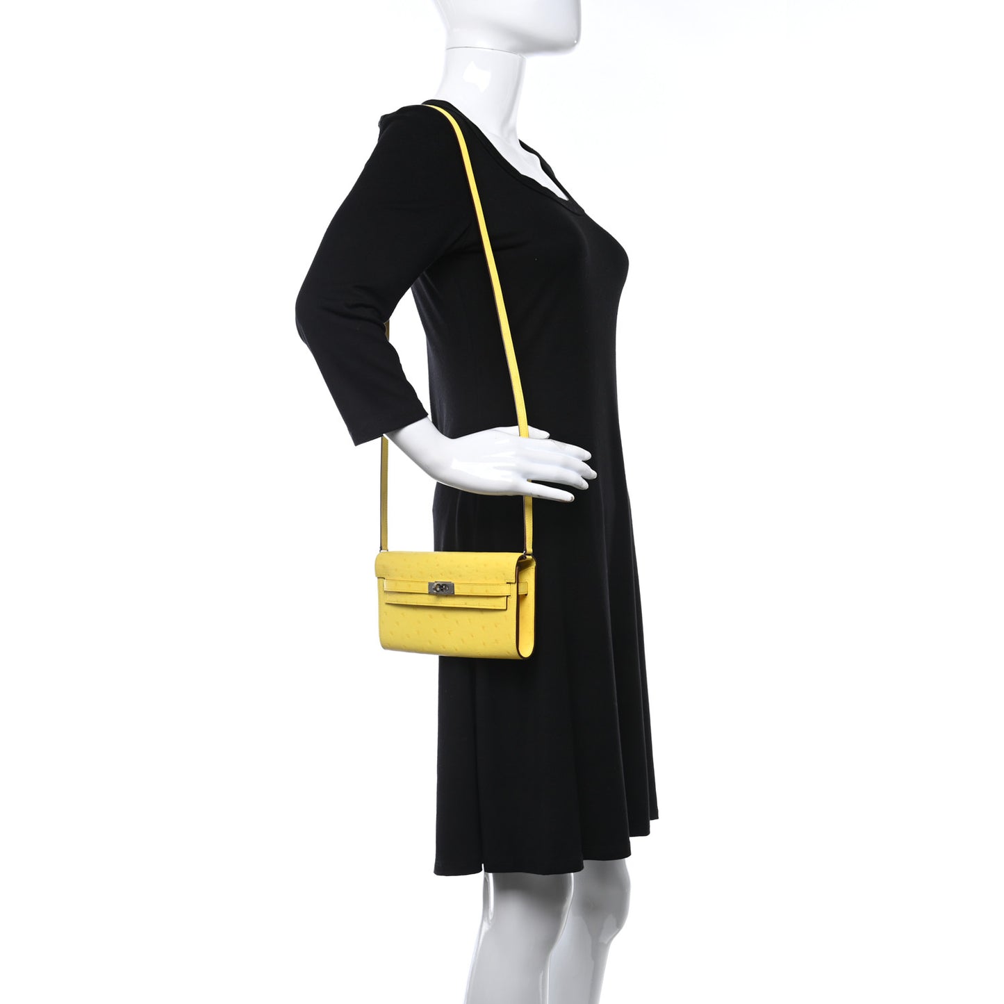 Ostrich Kelly Wallet To Go Jaune Citron