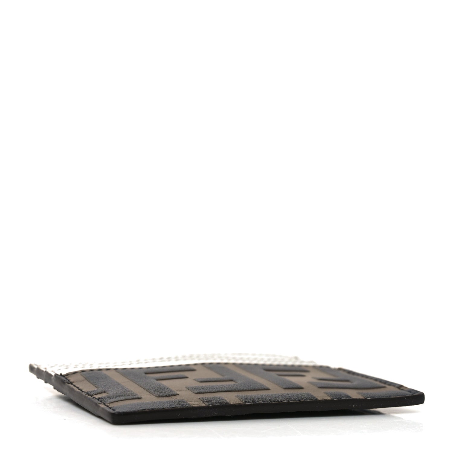 Fendi Vitello Cruise Bi-Color FF 1974 Embossed Card Holder Maya Black Argento 4 of 7