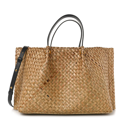 Valentino Garavani Raffia Medium Vlogo Escape Shopper Natural Black Rouge 3 of 10