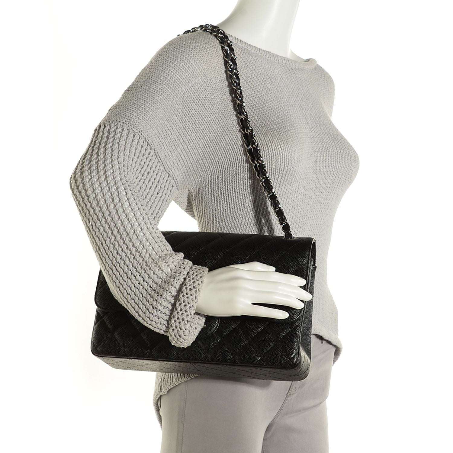 Chanel Caviar Quilted Jumbo Double Flap Black 10 of 16