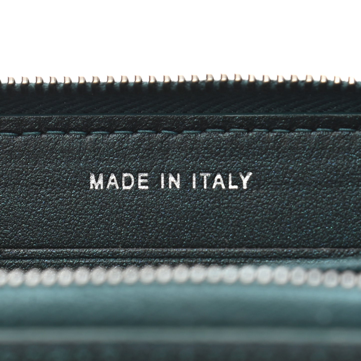 Iridescent Caviar Quilted Medium Filigree Zip Around Wallet Dark Turquoise
