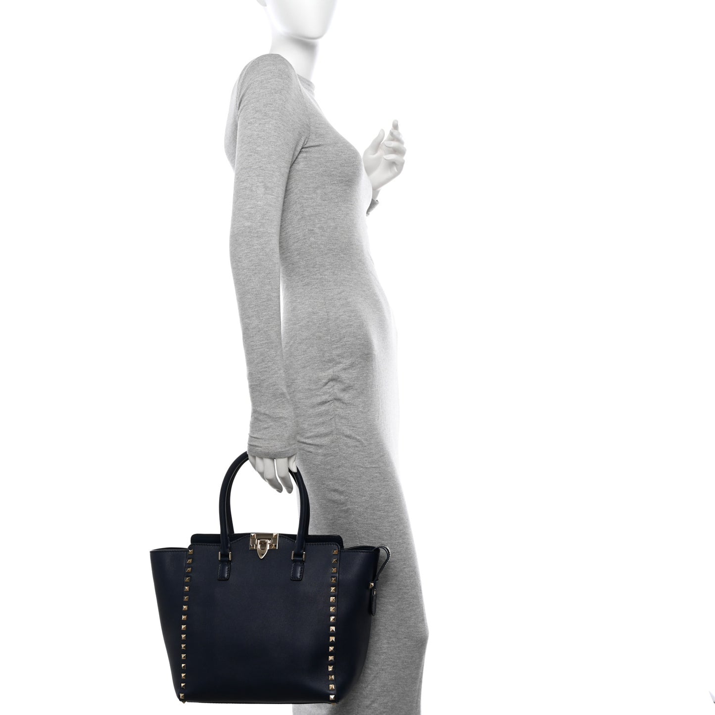 Vitello Rockstud Double Handle Tote Marine
