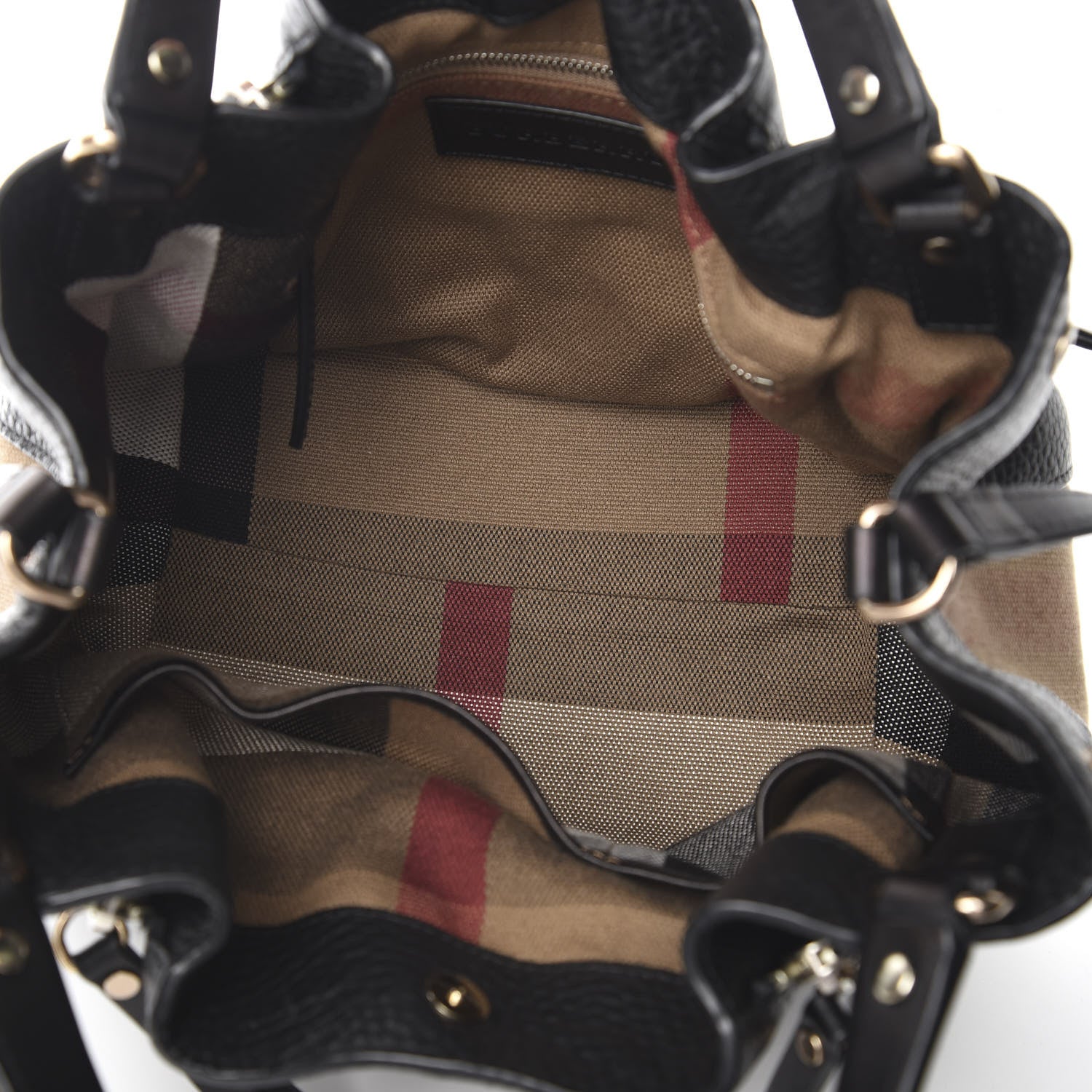 Burberry Grainy Calfskin House Check Small Maidstone Black 4 of 9