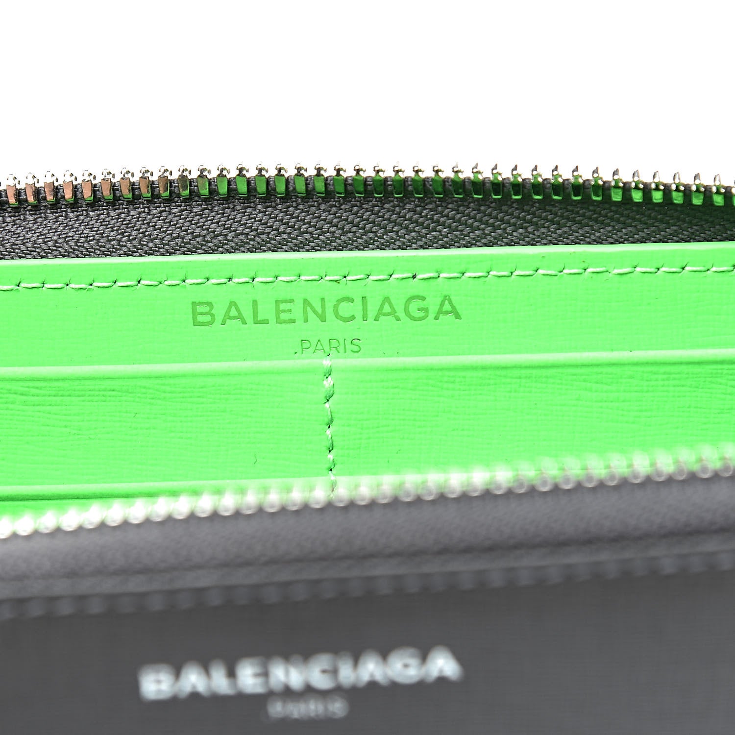 Balenciaga Striped Calfskin Essential Continental Zip Around Wallet Grey Green 6 of 8