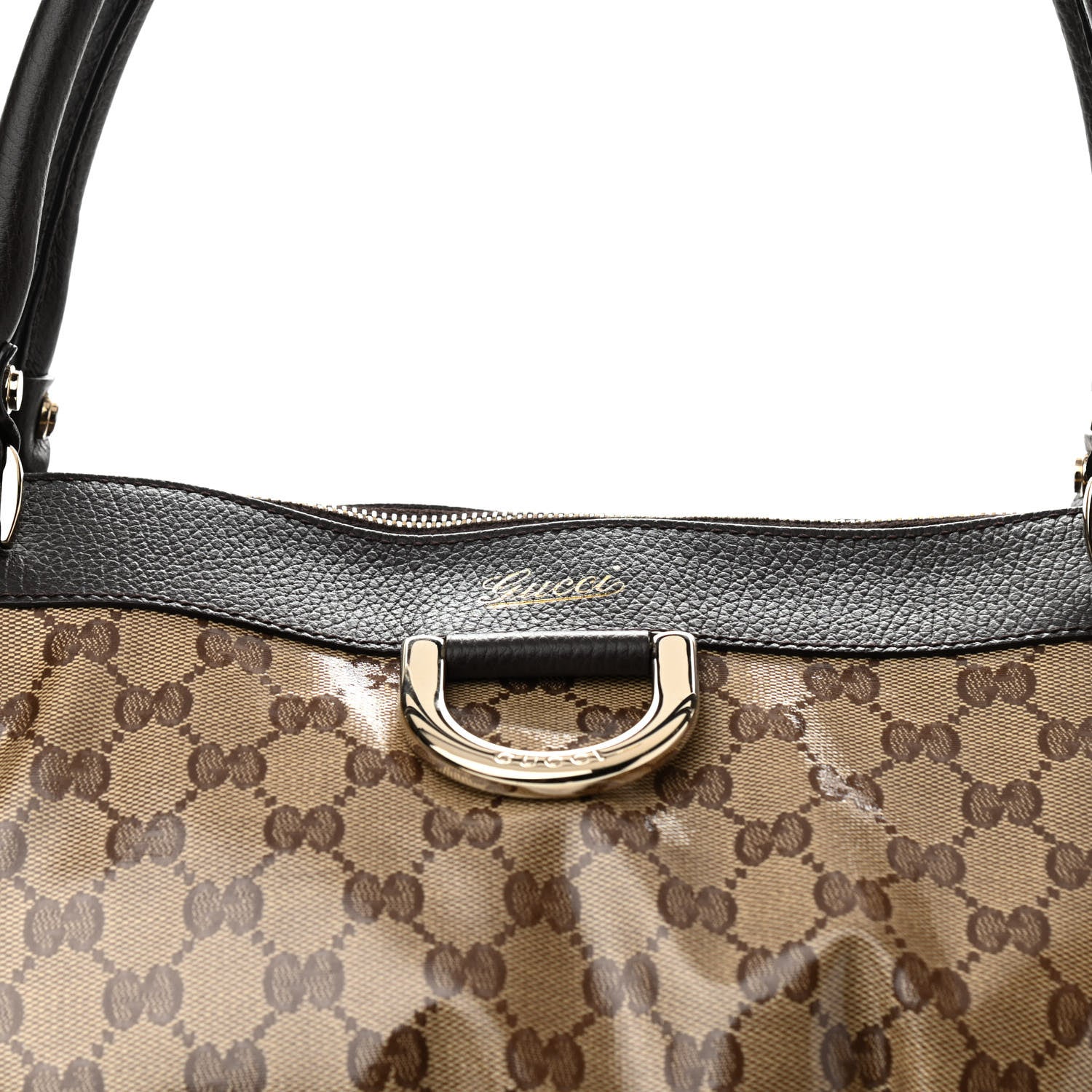 Gucci Crystal Monogram Large D Gold Hobo Dark Brown 9 of 15