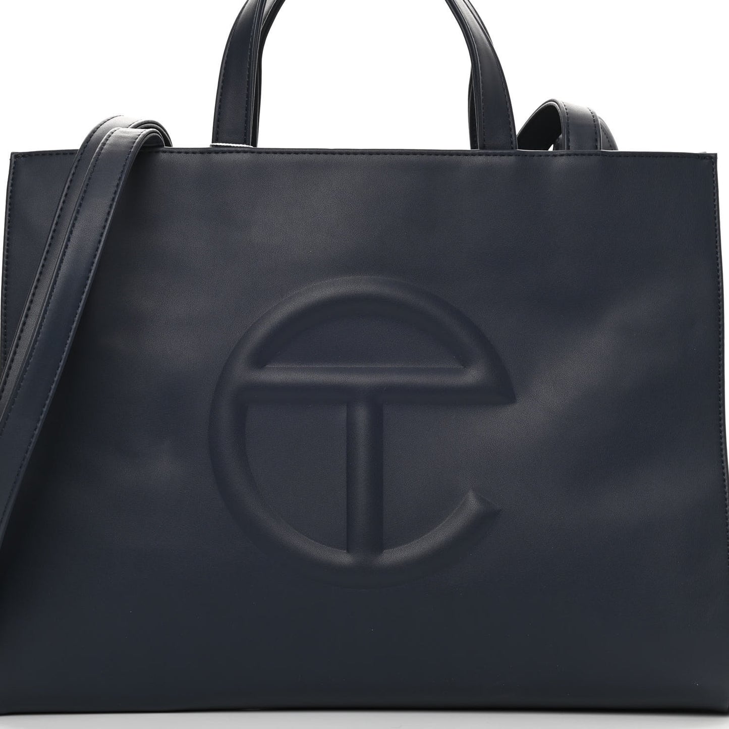 Vegan Leather Medium Shopping Bag Navy