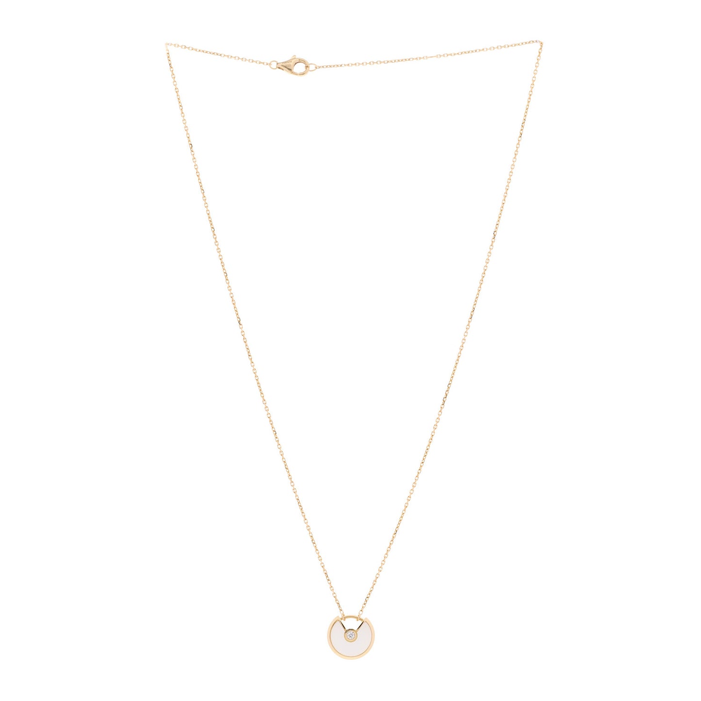 18K Yellow Gold Diamond Mother of Pearl XS Amulette de Cartier Pendant Necklace