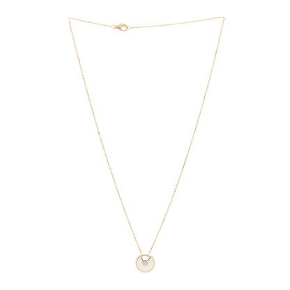 Cartier 18K Yellow Gold Diamond Mother of Pearl XS Amulette de Cartier Pendant Necklace 3 of 7
