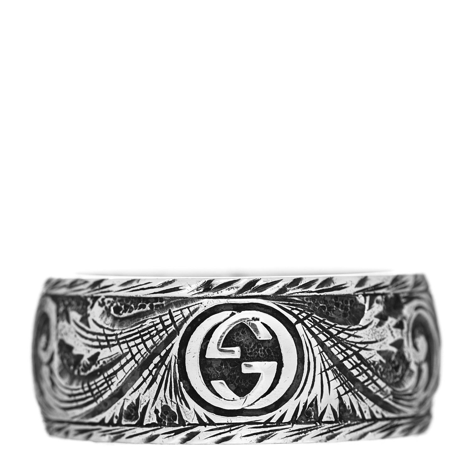 Gucci Sterling Silver Thin Feline Band Ring 62 10 3 of 4